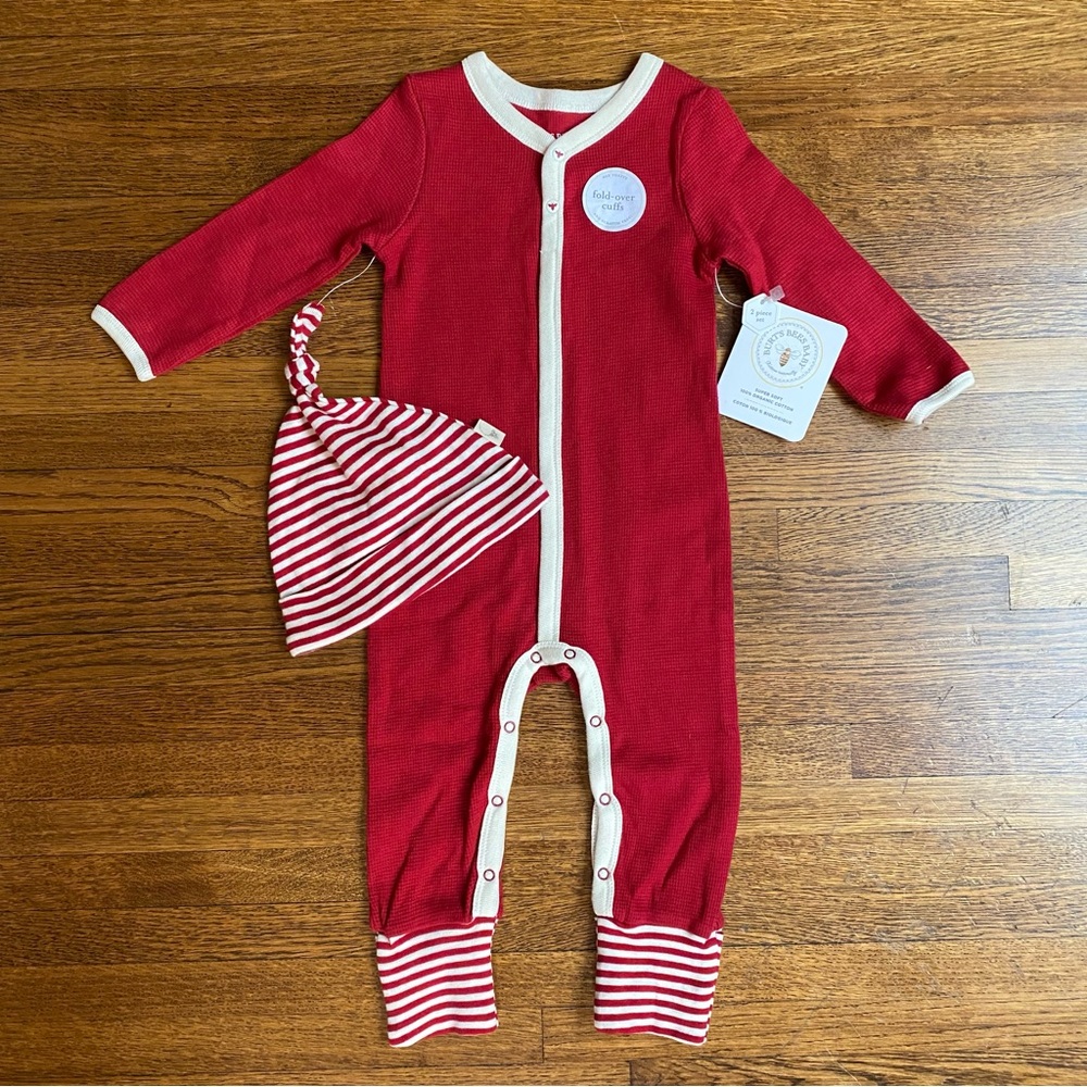 Burt’s Bees Baby 12 Months Red and Cream Waffle Weave Pajamas